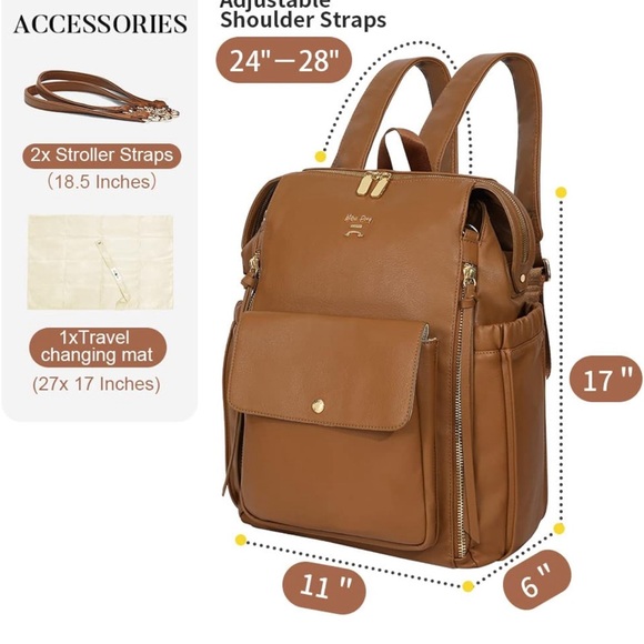 Brown Leather Miss Fong Diaper Bag/Backpack Multifunctional - Picture 3 of 10